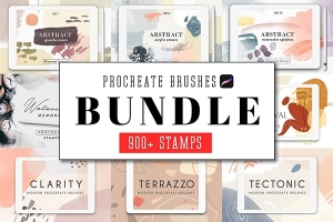 【Procreate笔刷】930款水彩艺术画手绘背景纹理Procreate笔刷 All Procreate Stamp Brushes Bundle