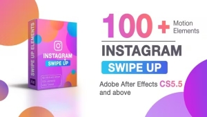 【AE模板】105种手机竖屏向上滑动小图形包装动画 Swipe Up