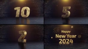 【AE模板】2024新年快乐10秒数字新年倒计时立体三维动画 New Year Countdown 2024