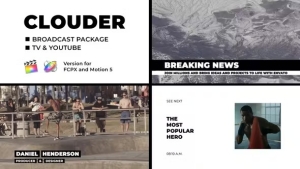 【FCPX插件】55个社交媒体电视广播频道文字标题字幕条开场过渡动画 Clouder – FCPX Broadcast Package