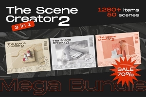 【PS样机】1280种生活日常品牌文具包装文创产品场景展示PS模型样机3合一 The Scene Creator 2 – Bundle 3 in 1