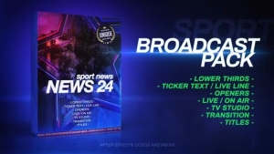 【AE模板】体育运动电视新闻广播虚拟演播室字幕条片头动画 Broadcast Pack Sport News