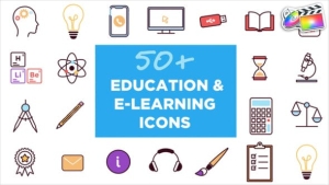 【FCPX插件】50个手绘卡通教育电子学习动态图标动画 Animated Icons for Education and E-learning