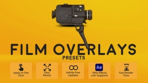 【AE脚本】13种复古老电影胶片效果叠加动画预设 Film Overlays