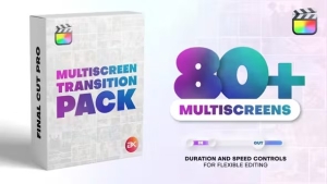 【FCPX插件】84个创意动态分屏展示转场过渡效果预设 Multiscreen Transitions Pack