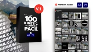 【AE/PR脚本】100种创意时尚排版动力学动态文字标题转场过渡动画 Kinetic Transitions Pack
