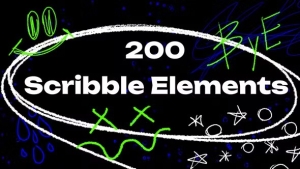 【PR模板】200个手绘涂鸦线条箭头字母数字图形元素动画 Scribble Elements