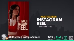 【AE模板】时尚潮流INS风竖屏多画面分屏展示动画(含模板音乐) Multiscreen Instagram Reel
