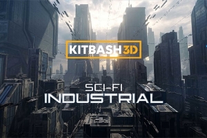 【材质模型】科幻工业未来超现实文明世界城市游戏场景3D贴图材质模型 Kitbash3D – Sci-Fi Industrial