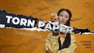 【达芬奇模板】纸张撕裂定格动画图形运动转场过渡预设 Torn Paper Transitions