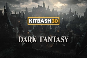【材质模型】古典神秘黑暗魔法奇幻世界哥特城堡建筑石像3D贴图材质模型 KitBash3D – Dark Fantasy