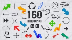 【AE/PR模板】160组手绘涂鸦箭头方向指示标注图形动画 Arrow Pack