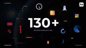 【AE模板】130个数据读取加载进度条效果图形动画 Loading Pack