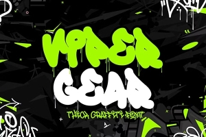 【字体】前卫时尚街头喷漆涂鸦手写粗犷滴墨趣味风格英文字体 Viper Gear – Thick Graffiti Font