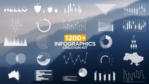 【AE模板】1200+CSV导入商业统计信息图表数据图形元素生成动画 1200+ Infographics Pack