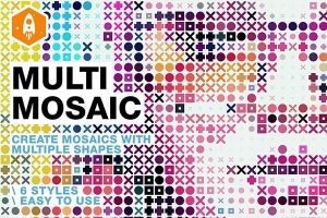 【PS动作】创意晶格马赛克字符形状填充像素化特效照片生成PS动作 Multi Shape Mosaic Photoshop Action