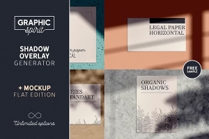 【PS样机】美丽漂亮阴影百叶窗屋顶树枝植物剪影效果生成墙壁背景PS模型 Shadow Overlay Generator Mockup