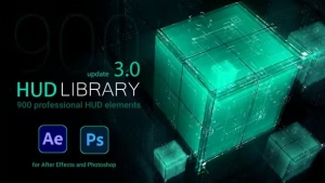 【AE脚本】900个科技感线条屏幕边框UI界面元素动画预设包 HUD Library V3.0