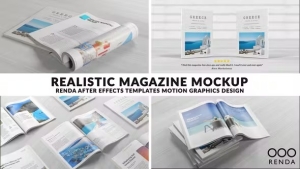 【AE模板】三维书籍杂志图书翻页效果展示动画(含模板音乐) Magazine Book Promo