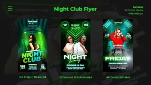 【AE模板】酒吧夜店娱乐派对音乐人物宣传海报动画 Night Club Flyers