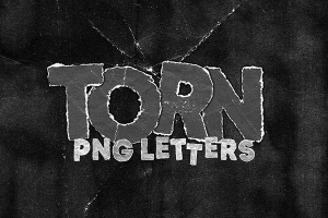【PNG素材】105个毛边撕裂纸板边缘英文字母数字剪贴画PNG图片素材 Torn PNG Letters Pack