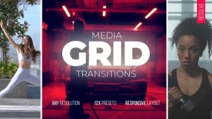 【达芬奇模板】网格拼贴多画面视频分屏转场动画预设(含模板音乐) Grid Media Transitions