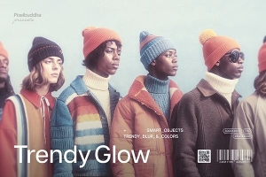 【PSD模板】温暖柔和朦胧宁静光线覆盖复古照片调色特效PSD模板 Trendy Glow Photo Effect