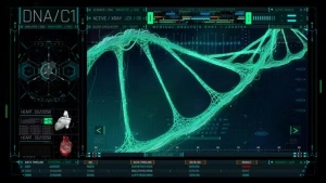 【AE模板】科技感医疗医学生物DNA元素HUD界面显示动画 HUD Medical DNA1