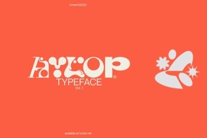 【字体】趣味独特象形混搭扭曲变形创意设计艺术字体 HVNTER – Aylop® Typeface