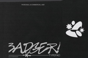 【字体】创意涂鸦手写扭曲海报排版艺术设计英文字体 HVNTER – Badger Typeface