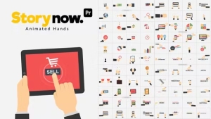 【PR模板】88个二维扁平化电子设备手势操作MG图形动画 Story Now | Animated Hands