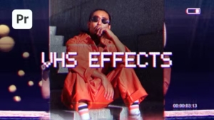 【PR模板/预设】15种复古老电影VHS故障闪烁抖动错位花屏特效 VHS Effects