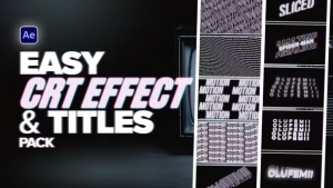【AE模板】复古CRT电视故障闪烁条纹显示特效文本标题动画 Easy CRT Effect Plus Titles