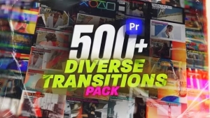 【PR模板】500种创意复古胶片漏光拼贴纸张故障效果视频转场特效 Diverse Transitions Pack for Premiere Pro