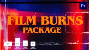【PR模板】10种复古老电影胶片灼烧闪光视频转场预设 Film Burns Package