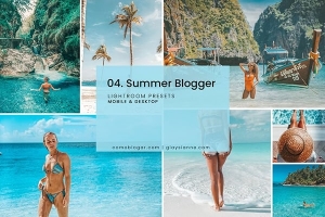 【LR预设】10款清凉夏日热带阳光海滩旅拍摄影后期调色Lightroom预设 04. Summer Blogger – Presets