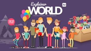 【AE模板】二维卡通人物角色动作场景预设MG动画 Explainer World Characters