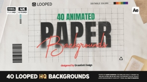 【AE模板】40个褶皱撕裂折痕纸张背景纹理循环动画 Paper Backgrounds