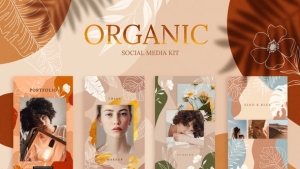 【AE模板】12个时尚简约清新淡雅风格图文海报排版动画(含模板音乐) Organic Social Media Kit