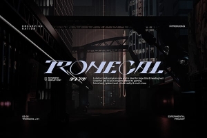 【字体】未来科技感前卫简洁尖锐粗细变化创意排版设计英文字体 Tronecal – Display Font