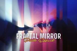 【PSD模板】照片分形条形排列拼接模糊渐变分割组合特效PSD模板 Fractal Mirror Photo Effect
