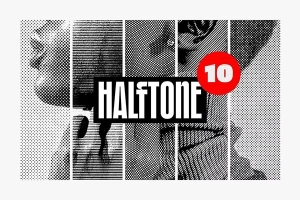 【PSD模板】复古印刷半色调渐变颗粒污渍纹理照片效果PSD模板 Classic Halftone Photo Effects