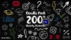 【PR模板】222个手绘涂鸦线条箭头符号图形元素动画 Doodle Pack for Premiere Pro