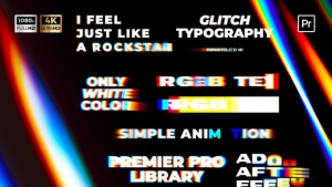 【PR模板】9款复古RGB色彩偏移分离拖尾效果文字标题动画 RGB Titles