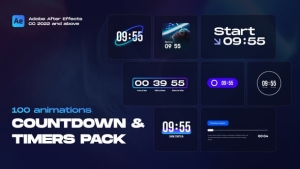 【AE模板】20个时尚独特数字计数倒计时器动画 Countdown & Timers Pack