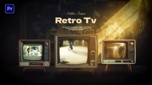 【PR模板】复古昏黄黑暗房间电视纪录片回忆场景动画 Retro Tv in Dark Room
