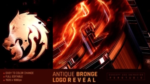 【AE模板】高端奢华金色发光徽标LOGO品牌标志揭示动画 Antique Bronge Logo Reveal
