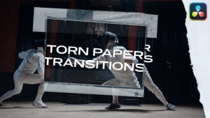 【达芬奇模板】30个创意撕裂纸张照片拼贴画定格视频转场动画 Torn Paper Transitions