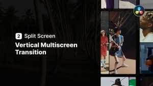 【达芬奇模板】时尚简单双屏切换视频转场过渡动画 Vertical Multiscreen Transition – 2 Split Screen