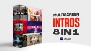 【PR模板】简洁时尚动态多屏切换转场Vlog介绍开场图文排版动画 Intro Multiscreen Pack